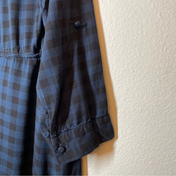 Torrid Navy Gingham Drawstring Challis Shirt Dress Medium -  Large - Picture 6 of 13